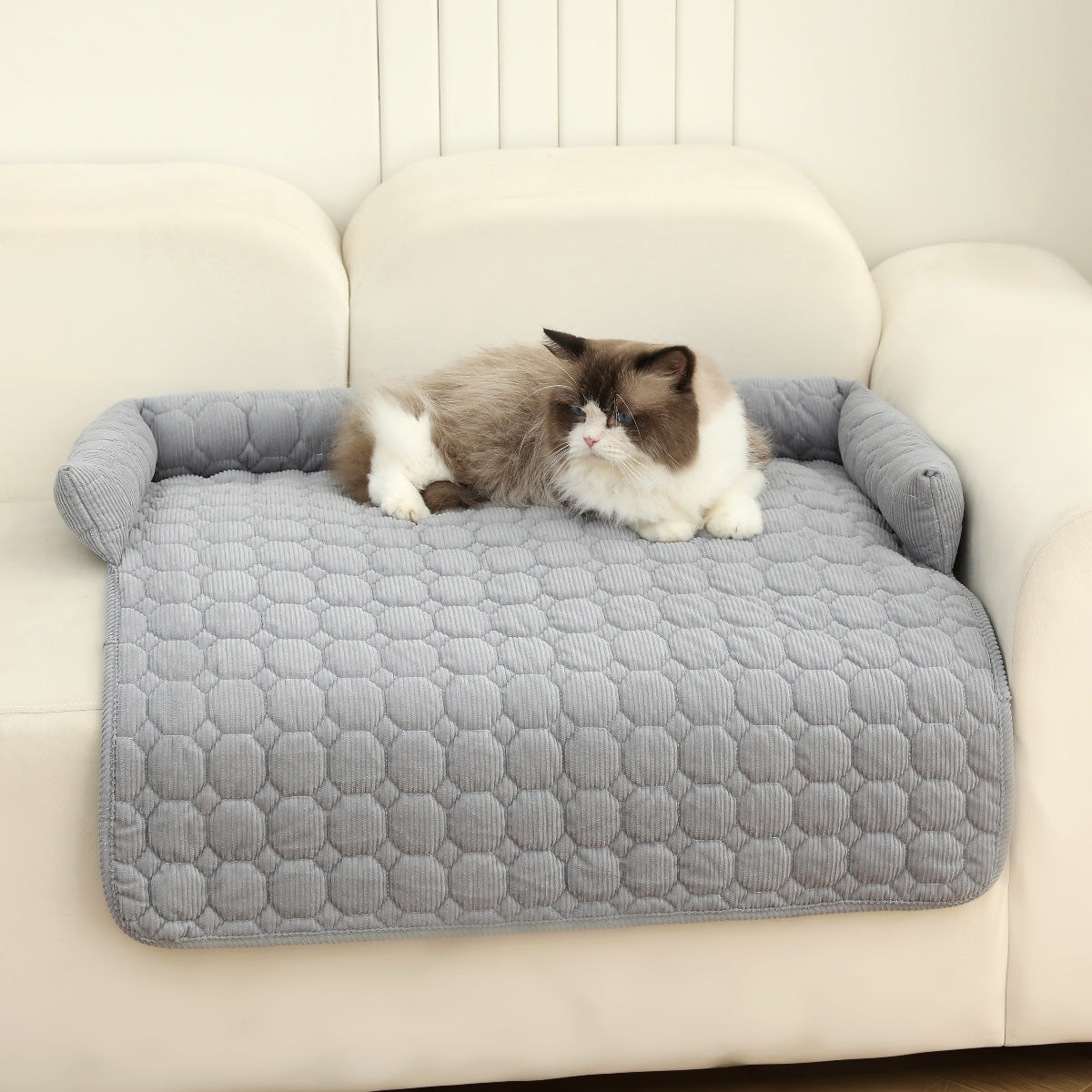 Corduroy Calming Dog Bed Mat with Pillow