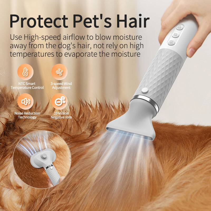 Portable 2-in-1 Pet Hair Dryer & Slicker Brush