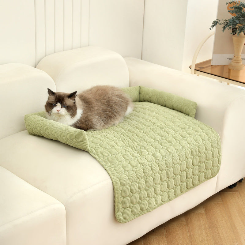 Corduroy Calming Dog Bed Mat with Pillow